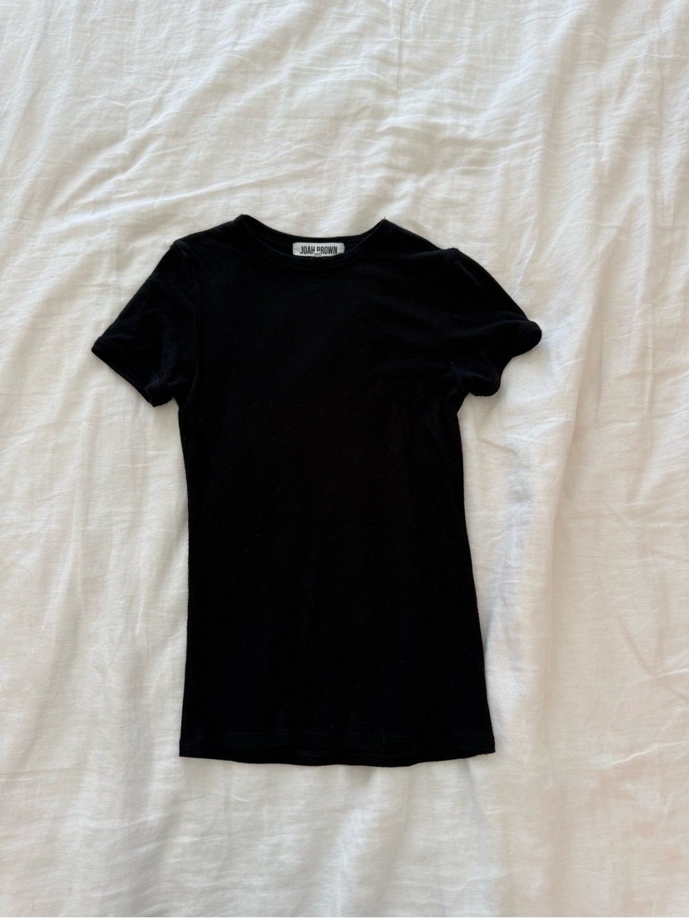 Joah Brown Black Ribbed Short Sleeve Crew Tee